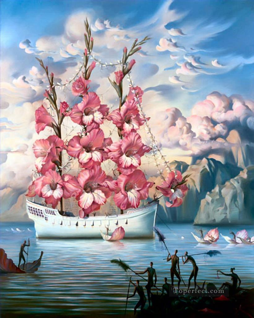 モダン コンテンポラリー 08 シュルレアリスム 花の船油絵